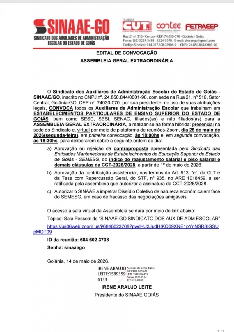 ASSEMBLEIA GERAL EXTRAORDINÁRIA - SEMESG