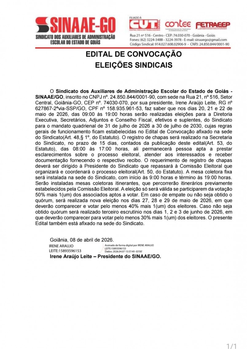 ELEIÇÕES SINDICAIS